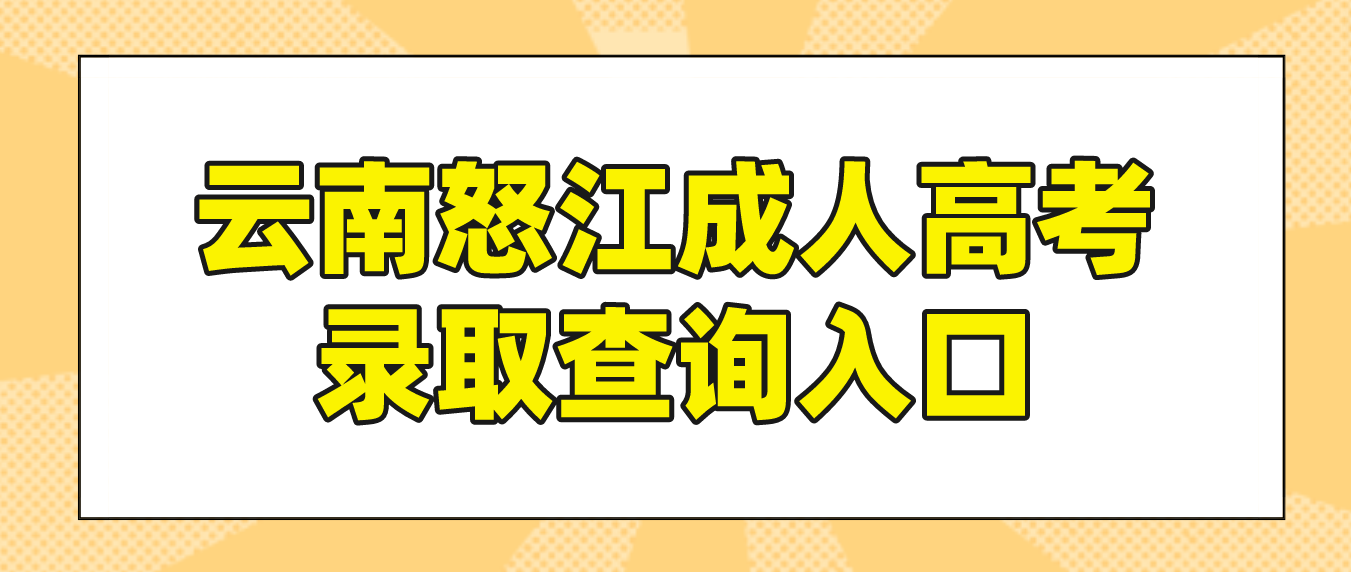 2022年云南怒江成人高考录取查询入口